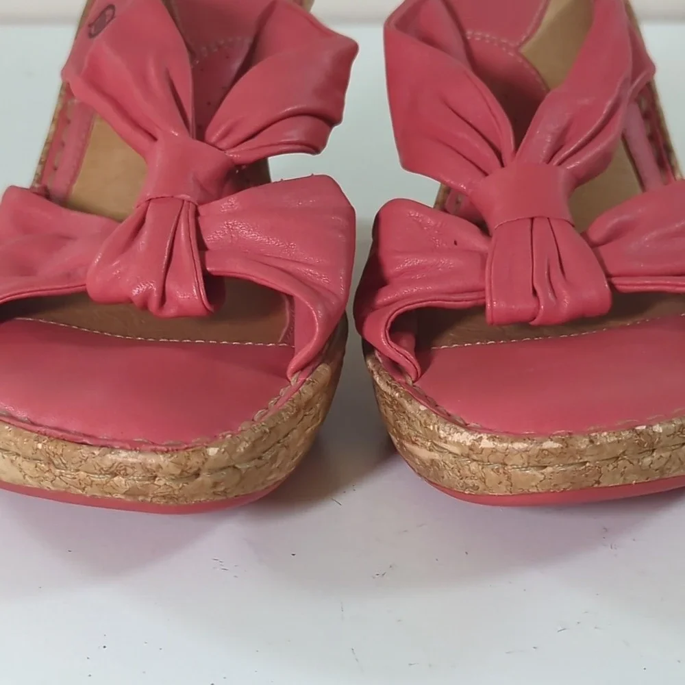 Born Women Driller‎ Cork Coral Pink Platform Wedge Sandals 8  3.5